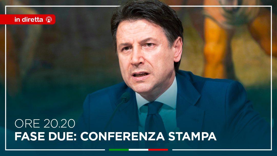 Conte annuncia conferenza stampa alle 20:20